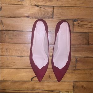 Club Monaco Burgundy Suede Scalloped flats